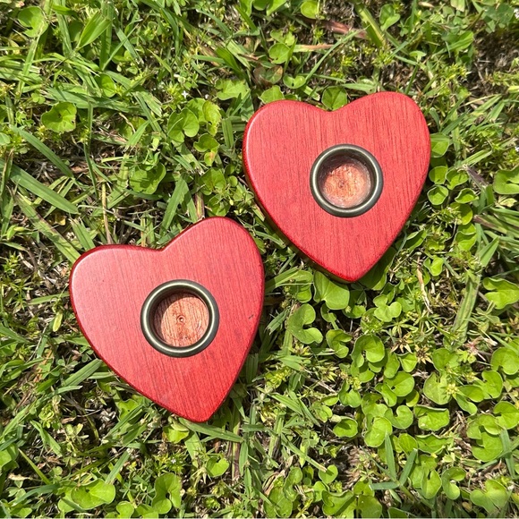 Other - Red Heart-Shaped Candle Holders